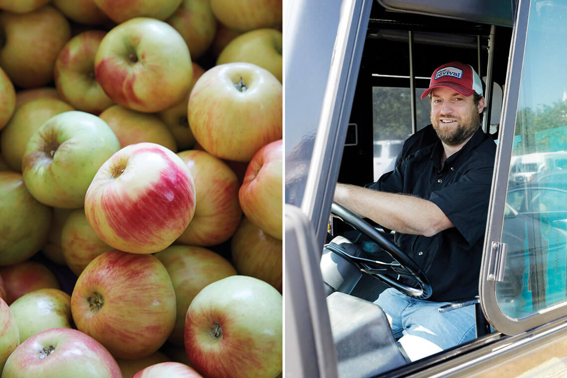 Apples and Will Kornegay driving the Ripe for Revival Mobile Market truck