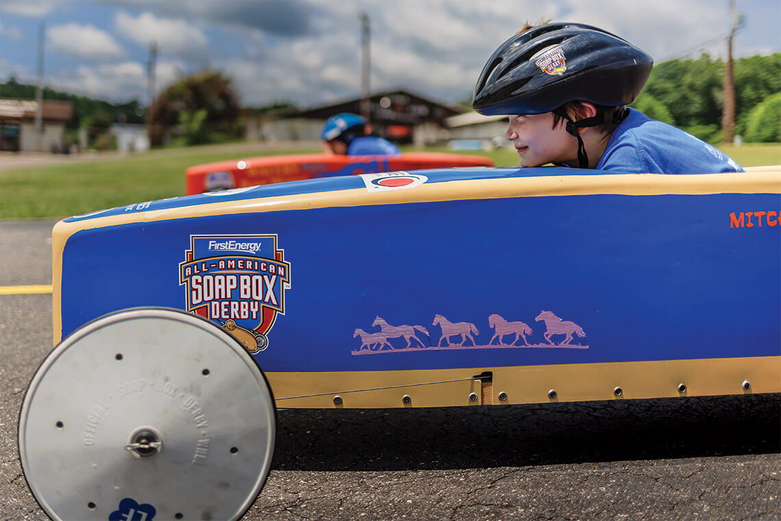Soap Box drivers line up at the starting line