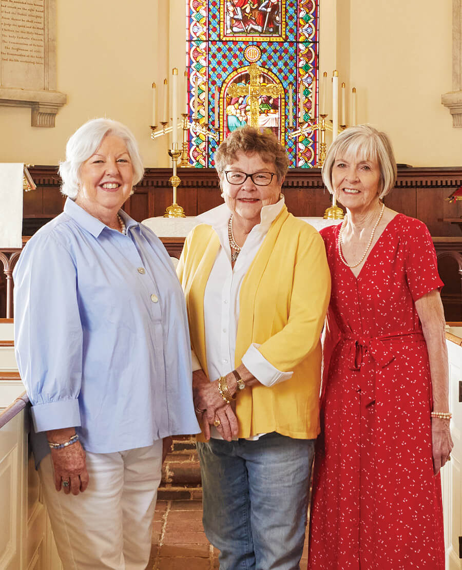 Martha Blythe, Debbie Boyle, and Kathy Busby are three of the creators of the kneelers in St. Paul's Episcopal Church in Edenton