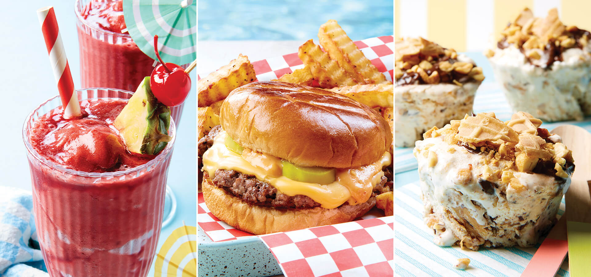 Cherry pineapple slushies, smashburgers, peanut butter ice cream cups