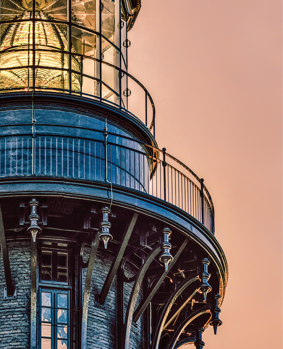 The Fresnel lens at the top of the Bodie Island Lighthouse