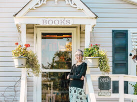 Gee Gee Rosell outside of Buxton Village Books
