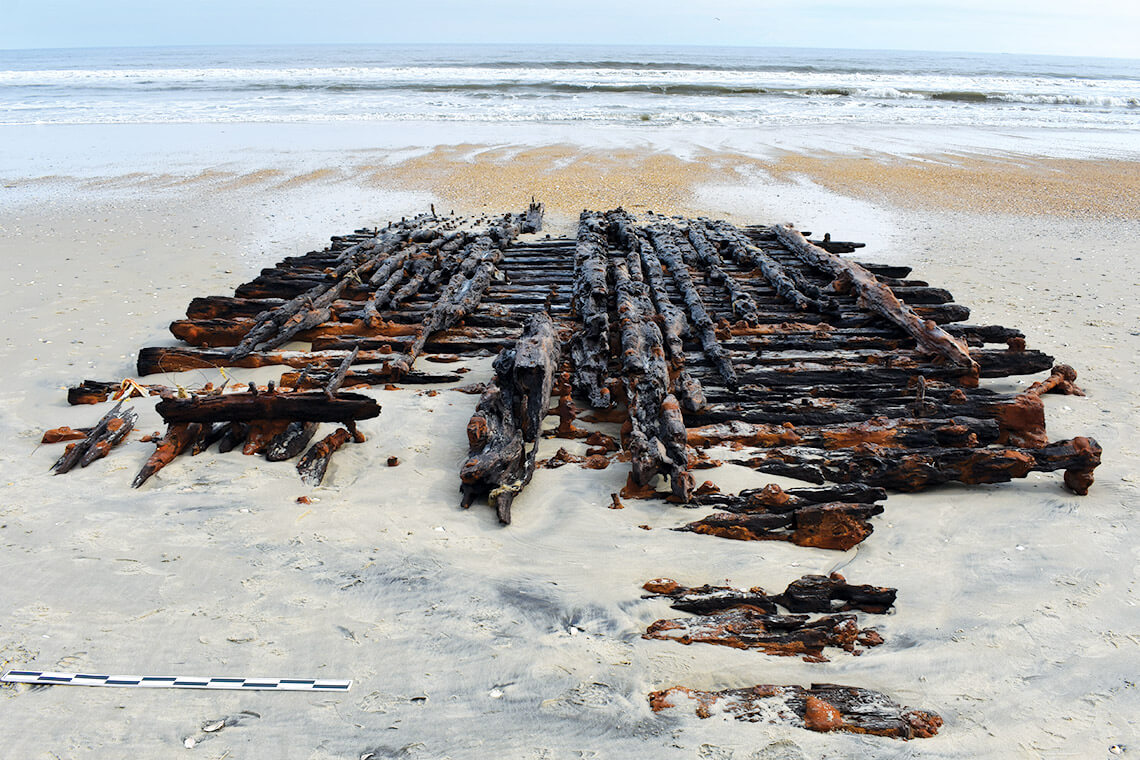 Flotsam at the Ray Midgett site in Corolla, potentially decking from the Metropolis