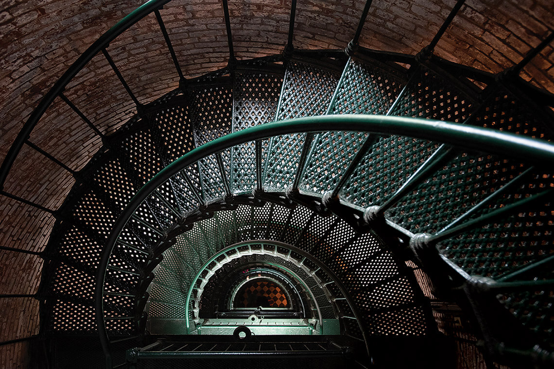 Winding staircase of the Currituck Beach Lighthouse