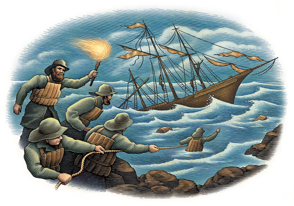 Illustration of the Aaron Reppard shipwreck off of Hatteras Island