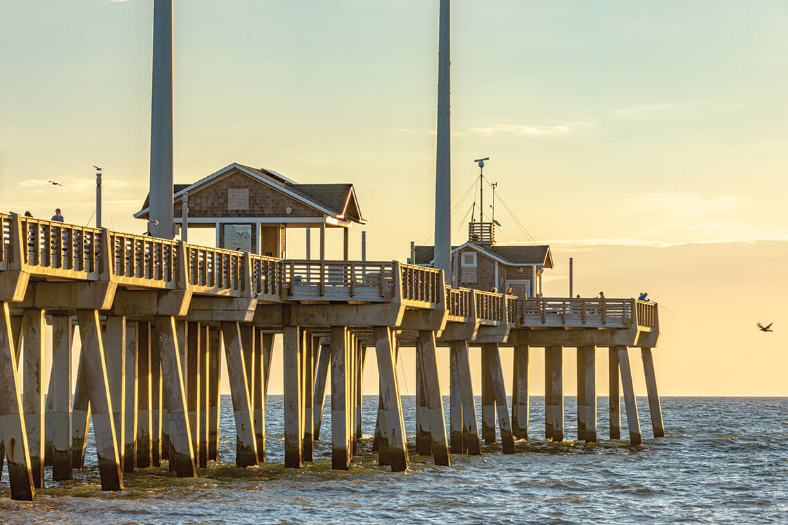 Jennette's Pier at sunset.