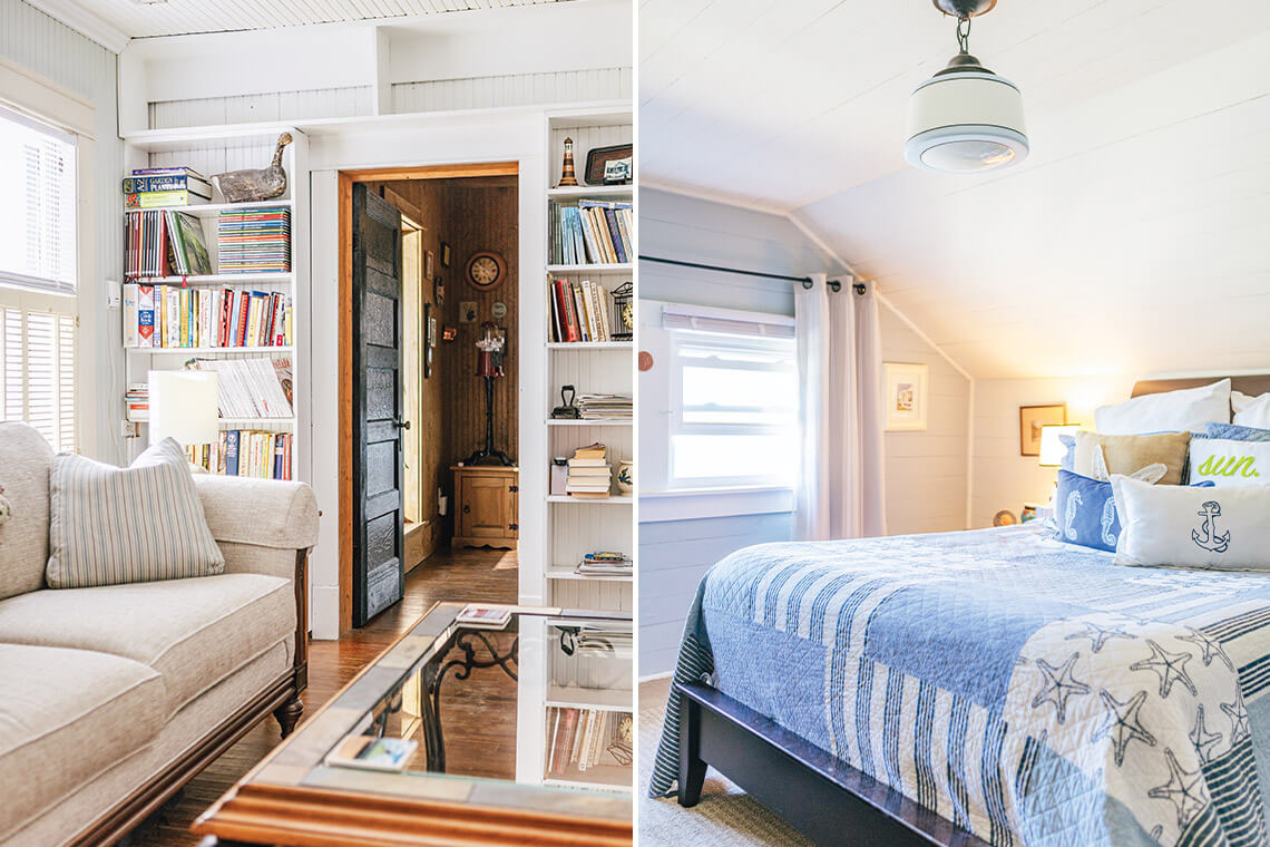 Living room and guest room in Oscar's House in Ocracoke Island
