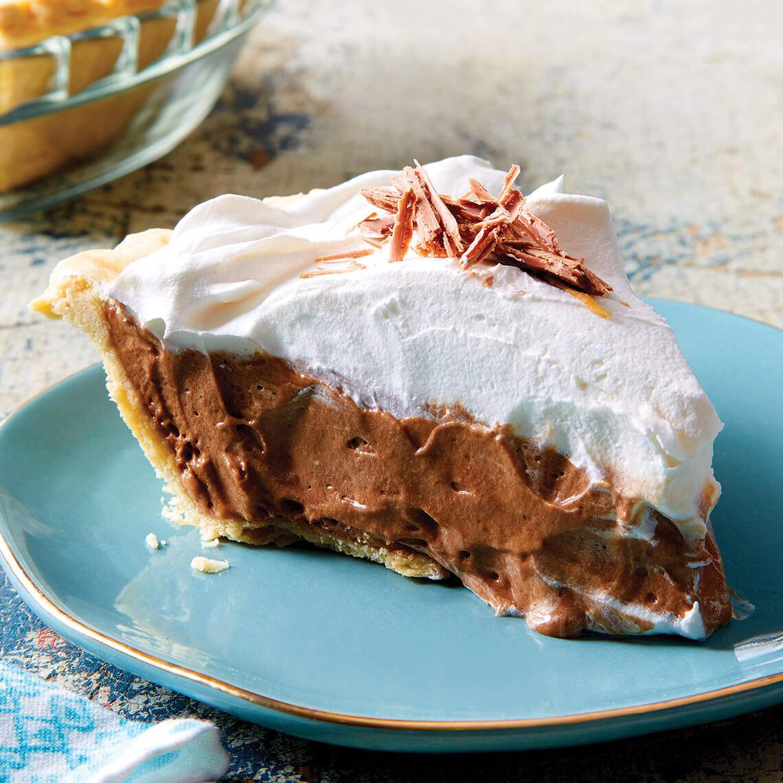 Slice of chocolate cream pie