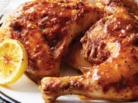 Grilled barbecue chicken on a plate