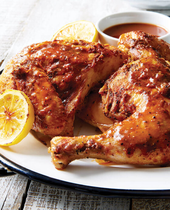 Grilled barbecue chicken on a plate
