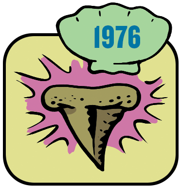 Cartoon of a shark's tooth, labeled 1976