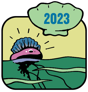Cartoon of jellyfish, labeled 2023