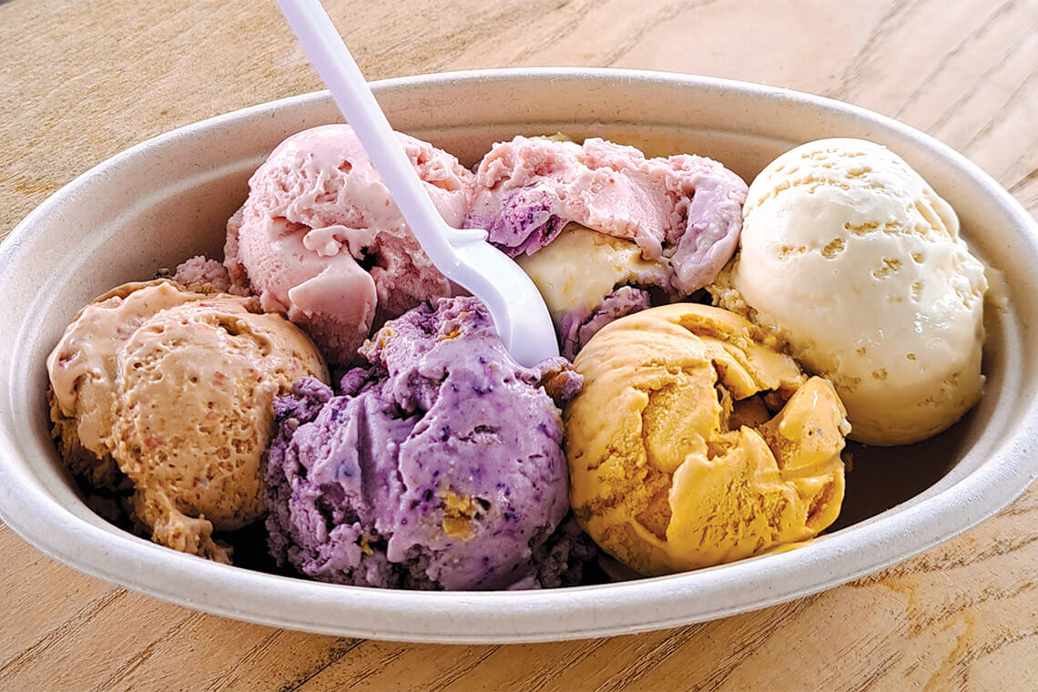 Bowl of ice cream flavors from McConnell Farms