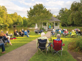 Concert-goers gather at Broyhill Park in Blowing Rock