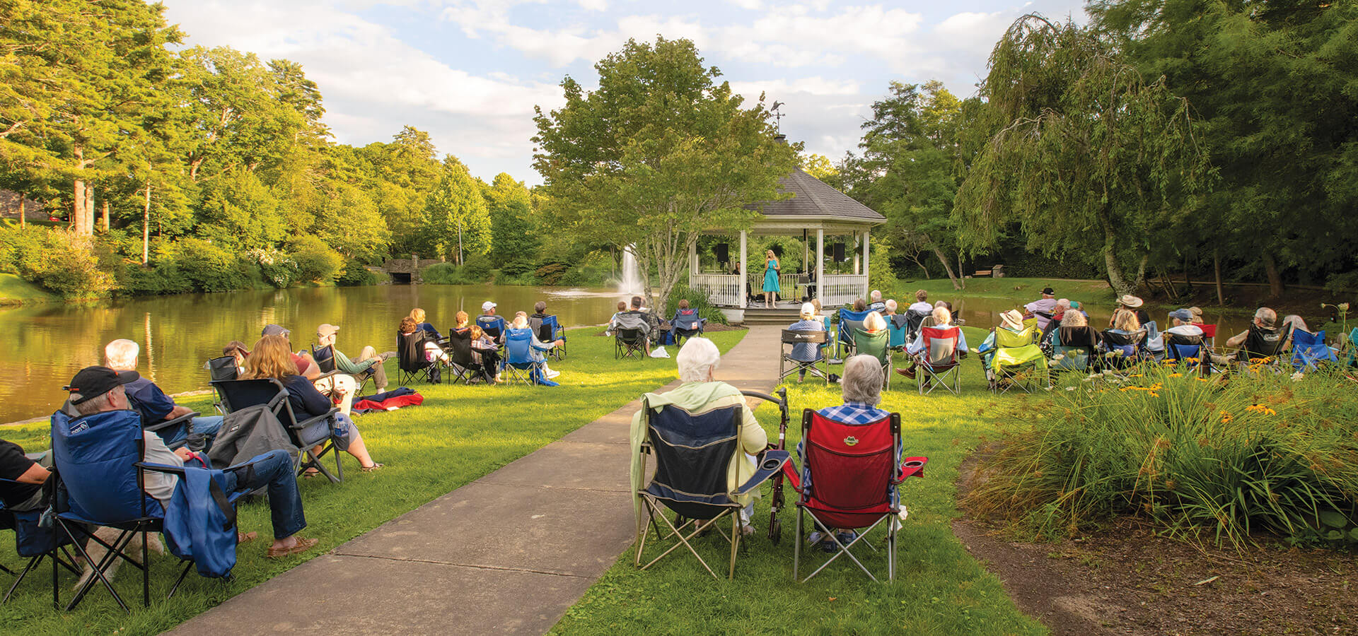 Concert-goers gather at Broyhill Park in Blowing Rock