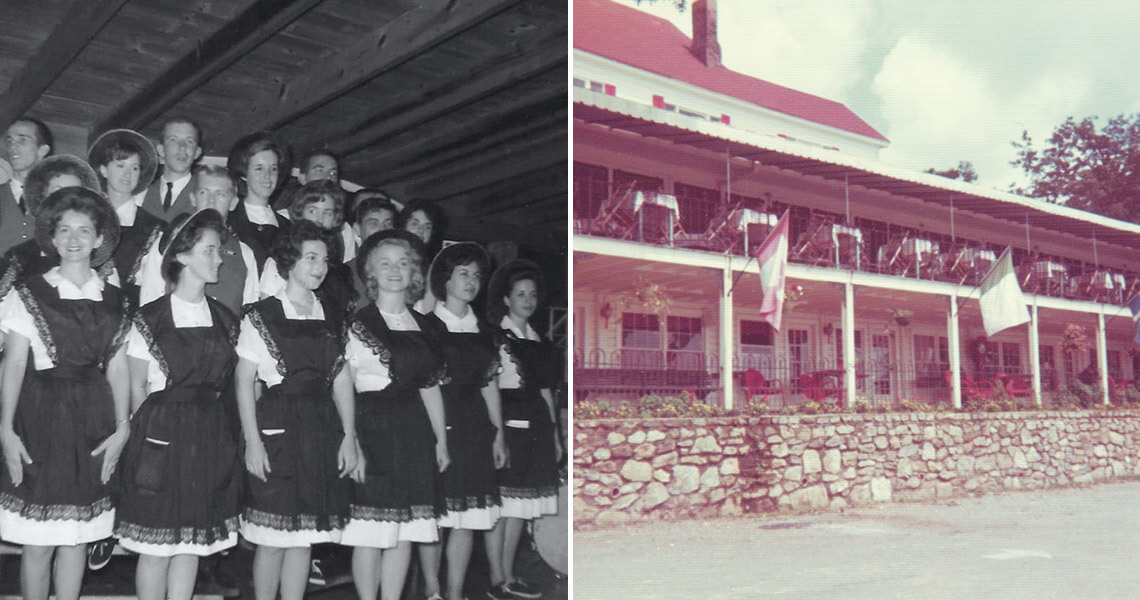 The waitstaff at The Farm House; the exterior of The Farm House Inn and Restaurant