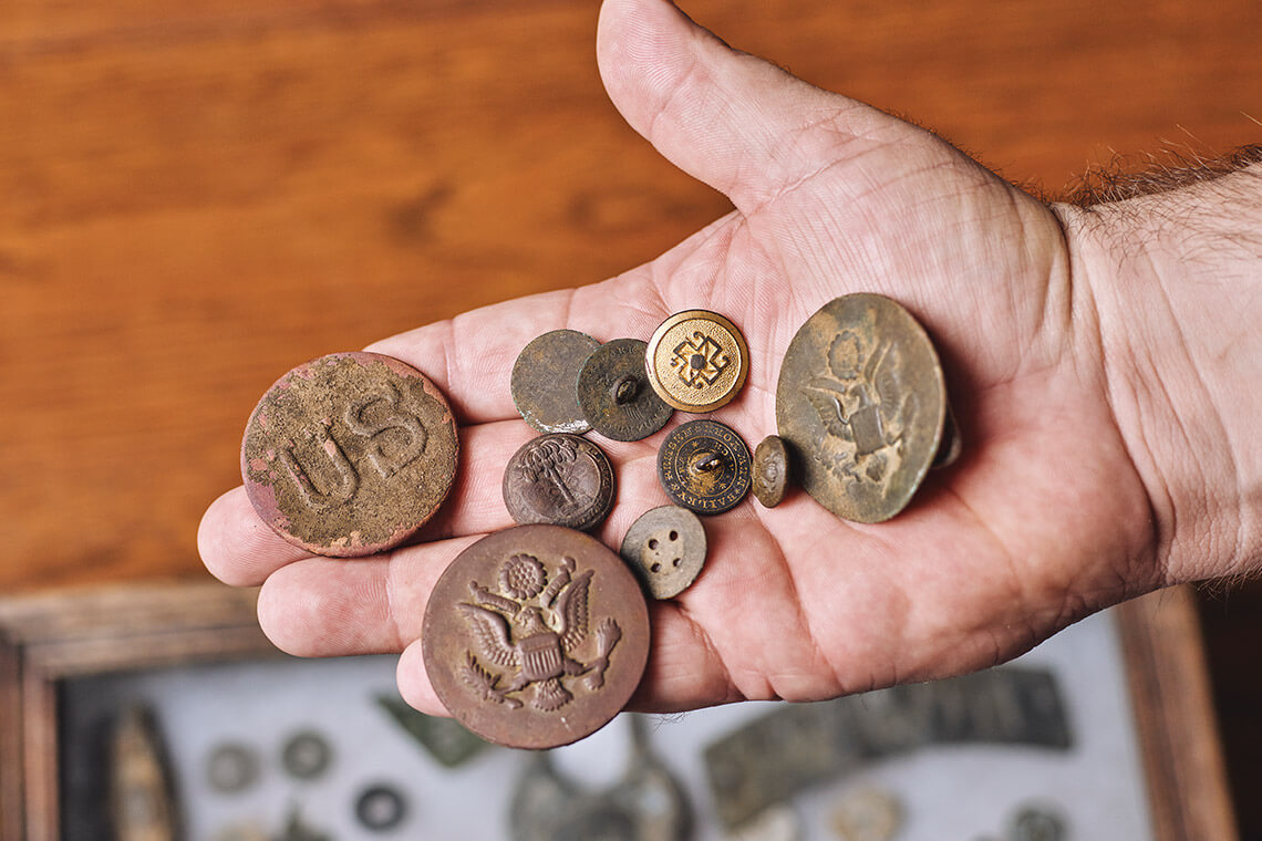 Old buttons found on Gillis Hill Farm