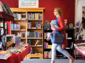 Shoppers at Plott Hound Books