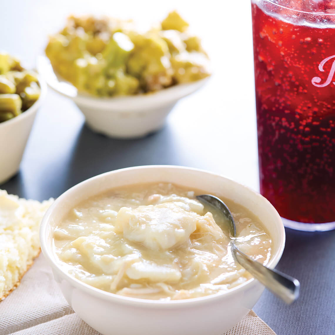 Side dish of chicken dumplings from Southern Lunch