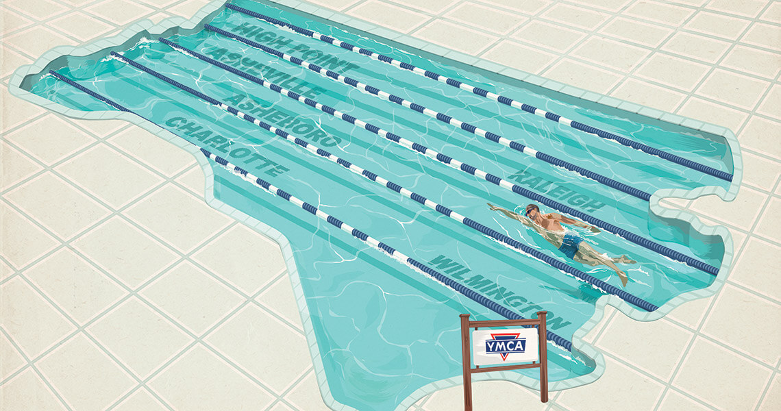 Illustration of North Carolina as a lap pool