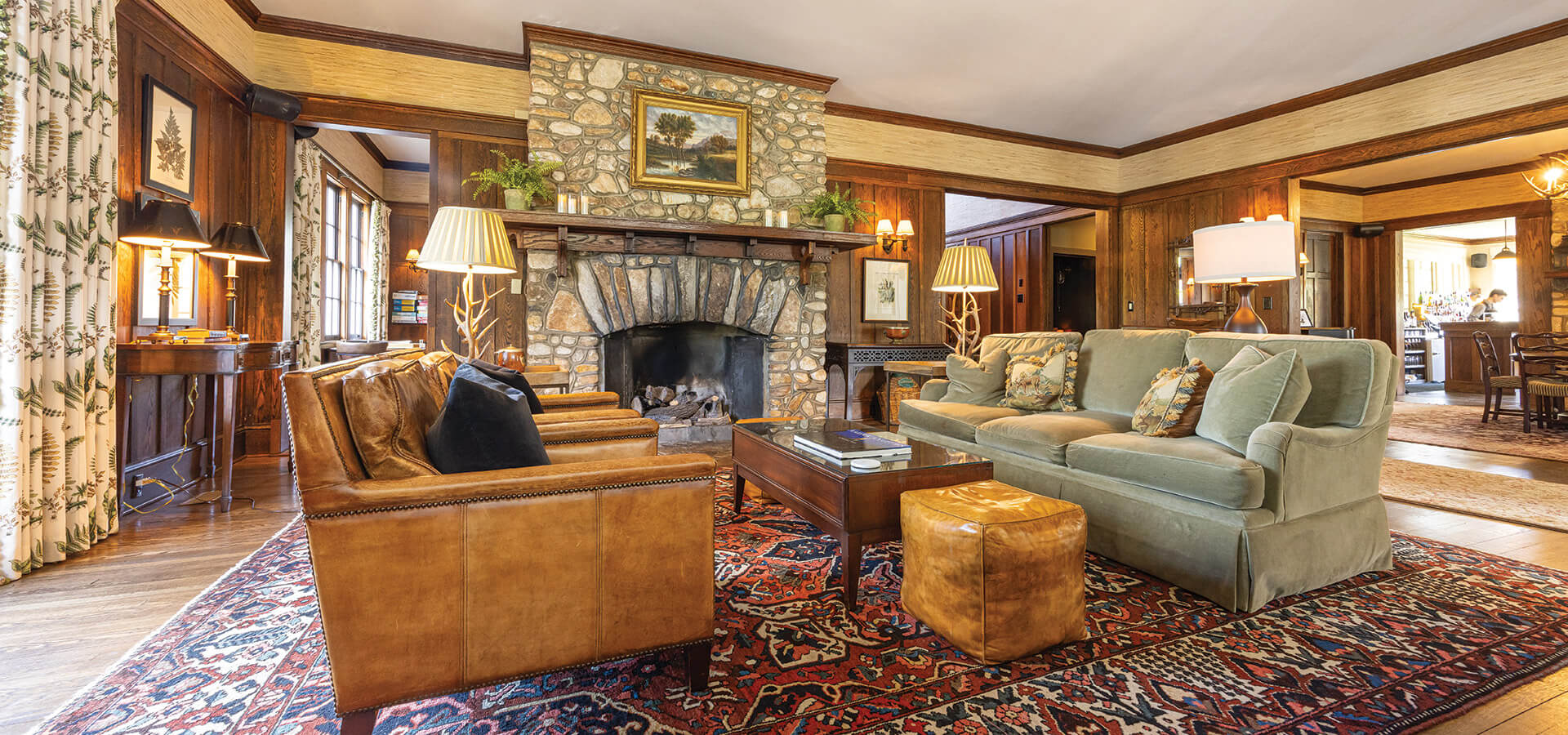 The living room and entrance at The Greystone Inn