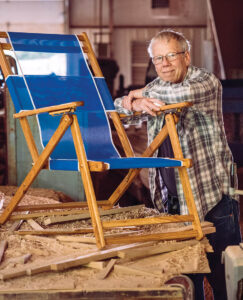 Rick Todd in his workshop with an H&T Chair
