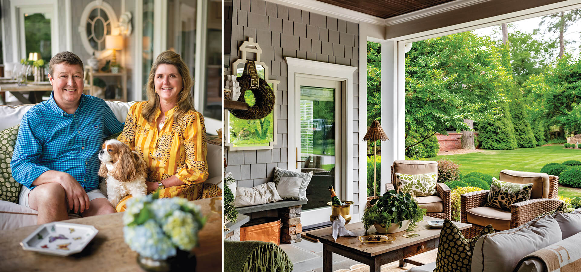Kevin and Elizabeth Woodard on the porch of their home