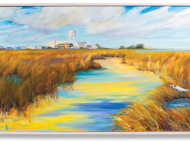 Artist Marcia Cline paints scenes from the Outer Banks, like views of towns through the marshland.