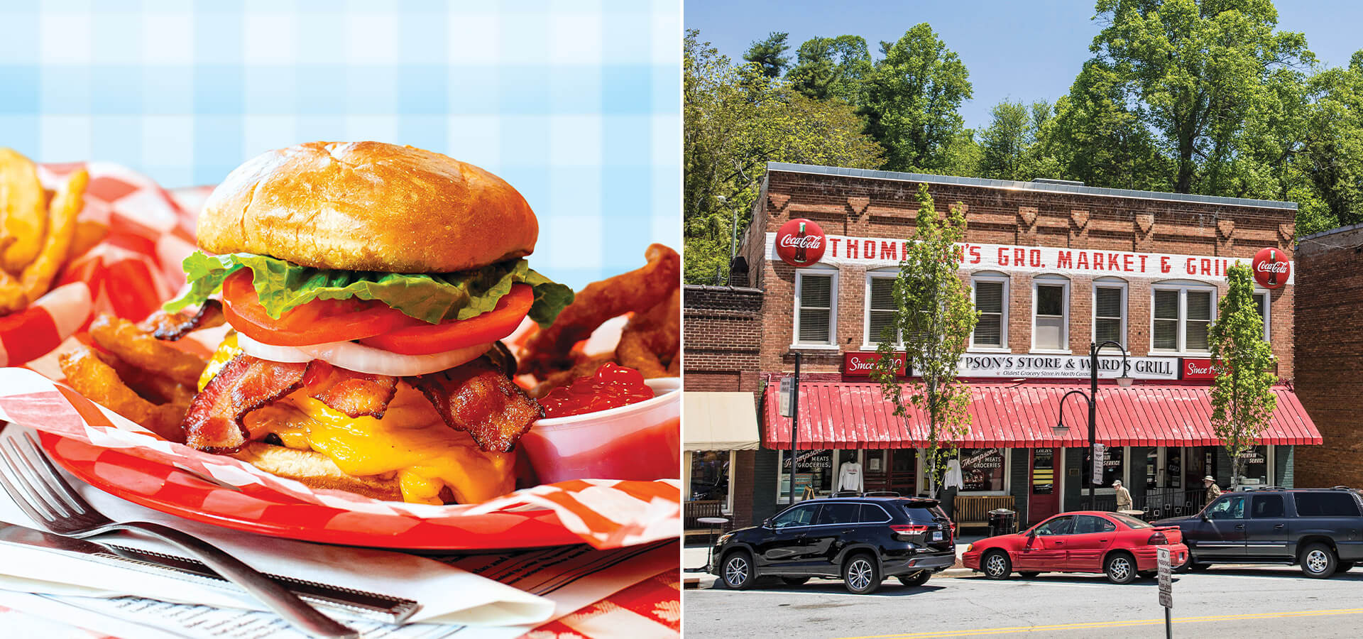 A plate with a cheeseburger outside of Ward's Grill