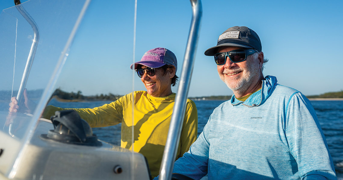 The author and his wife taking the boat for a cruise in the Intracoastal Waterway