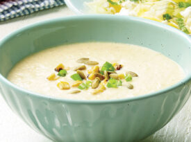 Bowl of chilled corn soup