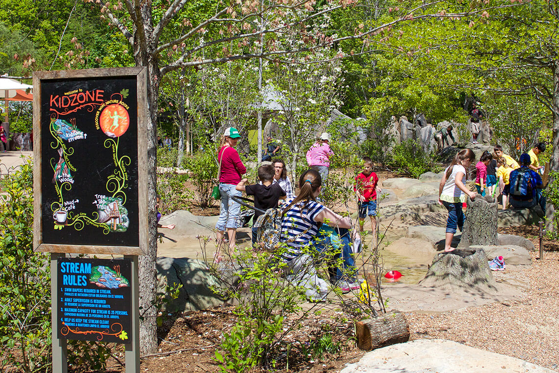 Children play in the Kidzone at the NC Zoo
