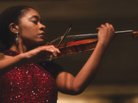 award-winning violinist Njioma Grevious performed Dvorak with the Salisbury Symphony.