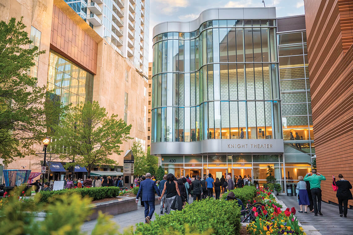 Theatergoers enter Blumenthal Arts Center for a show