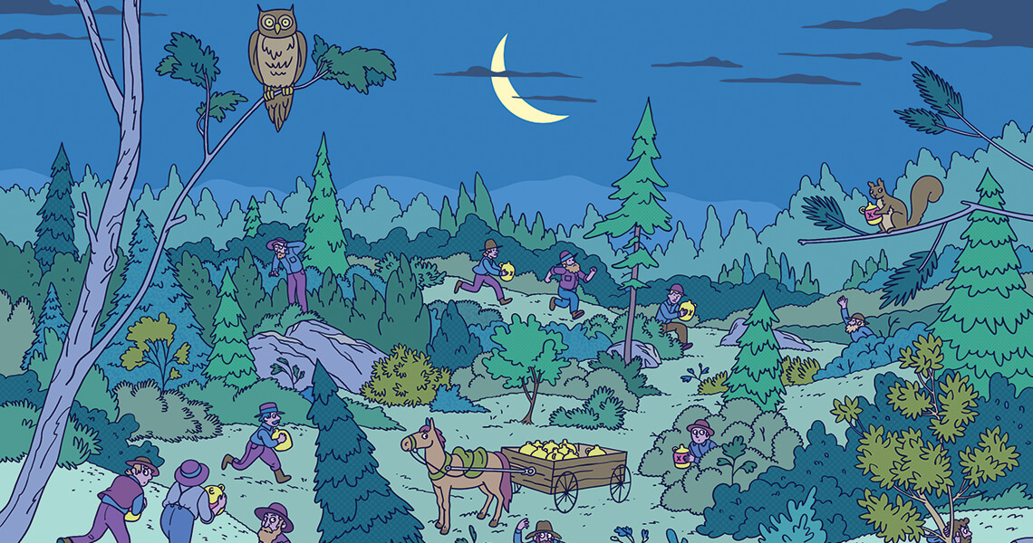 Illustration of moonshiners in North Carolina