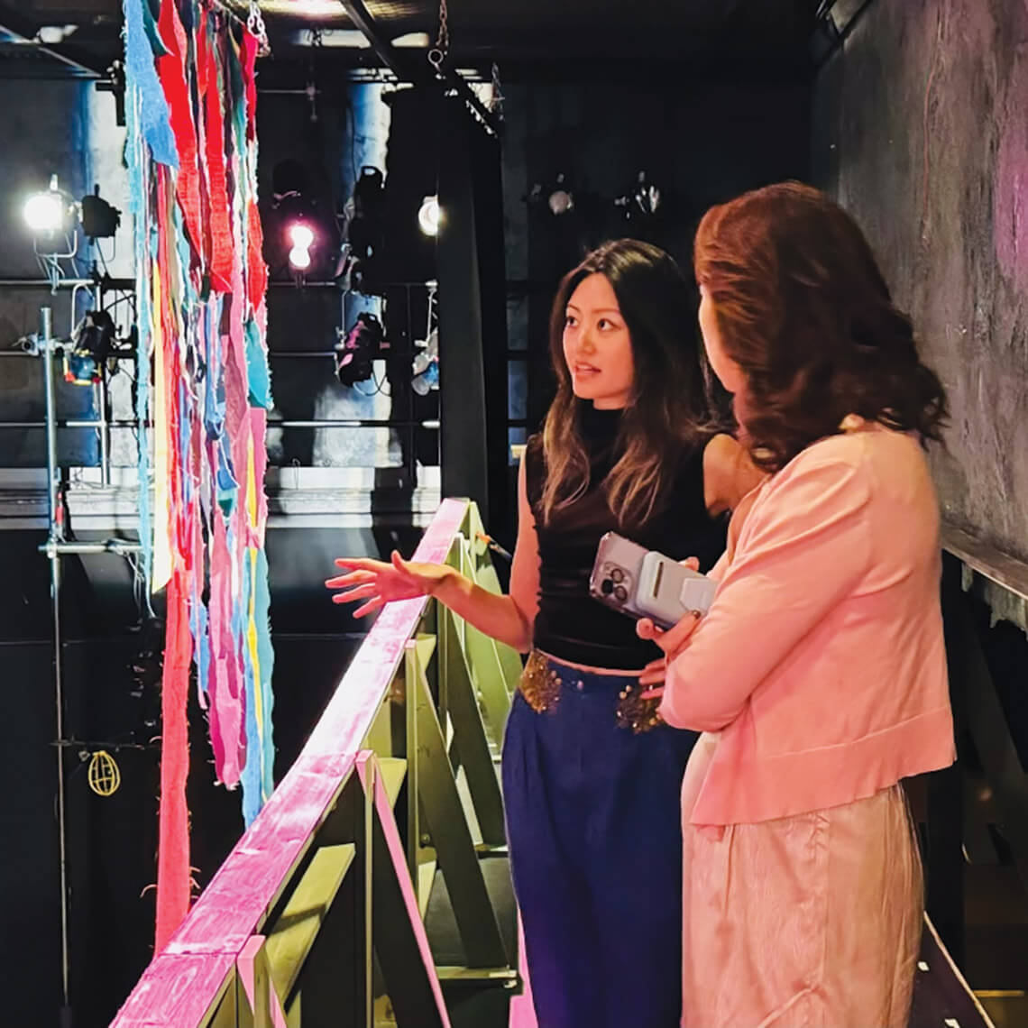 Christina Lu in the rafters, designing the set for The Rover