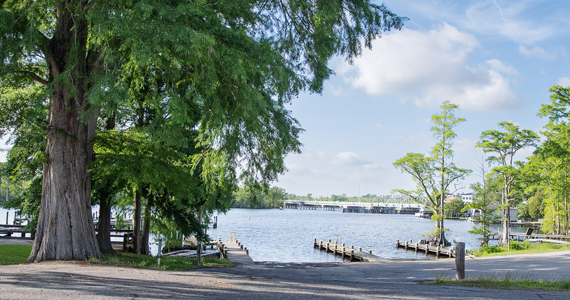 The boat landing off the Perquimans River in Hertford, NC