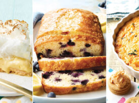 Lemon icebox pie, lemon blueberry bread, and deviled crab dip