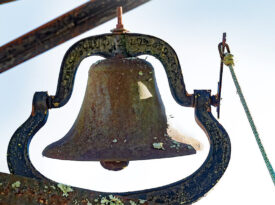 Large bell in the bell collection at the Coats Museum.