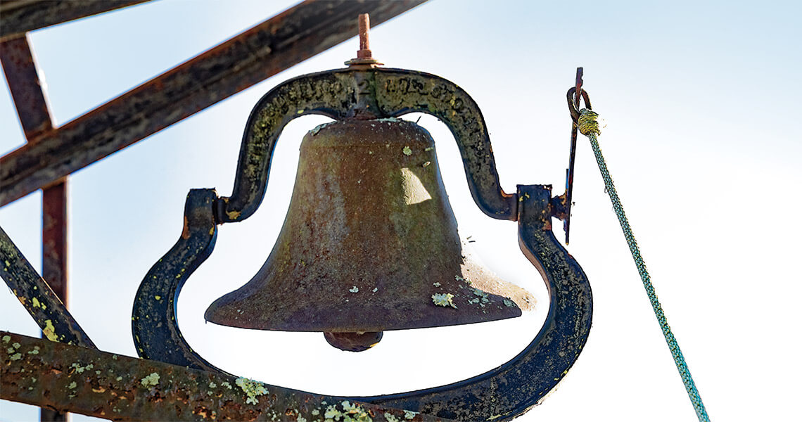 Large bell in the bell collection at the Coats Museum.