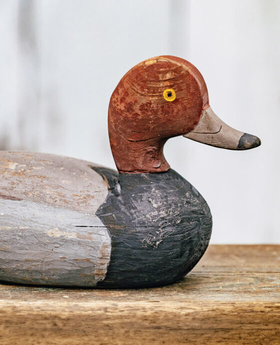 Redhead duck decoy carved by Corey Lawrence, an emblem of Down East North Carolina