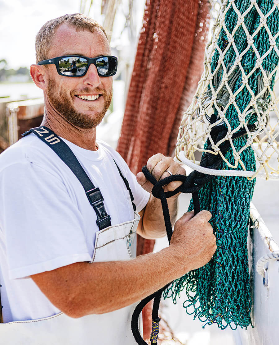 Zack Davis on his shrimp trawler
