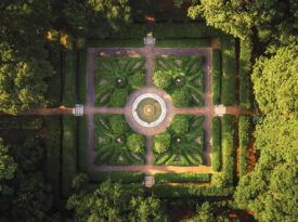 Birds eye view of Sunken Gardens at Elizabethan Gardens