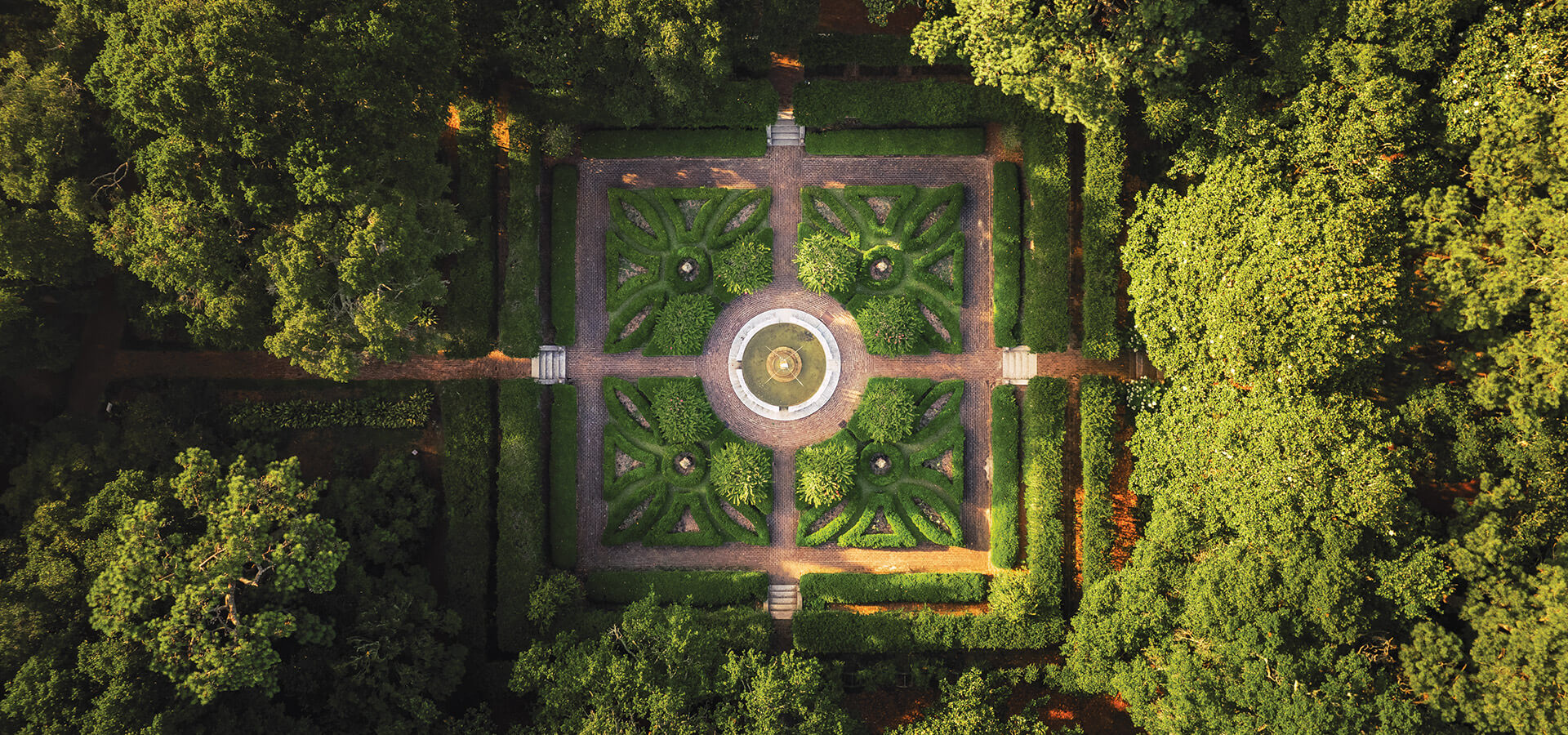 Birds eye view of Sunken Gardens at Elizabethan Gardens