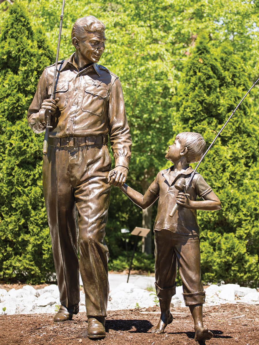 A bronze statue of Andy and Opie in Mount Airy.&nbsp;