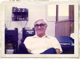 The late Jim Parker in the newsroom at The Sampsonian.