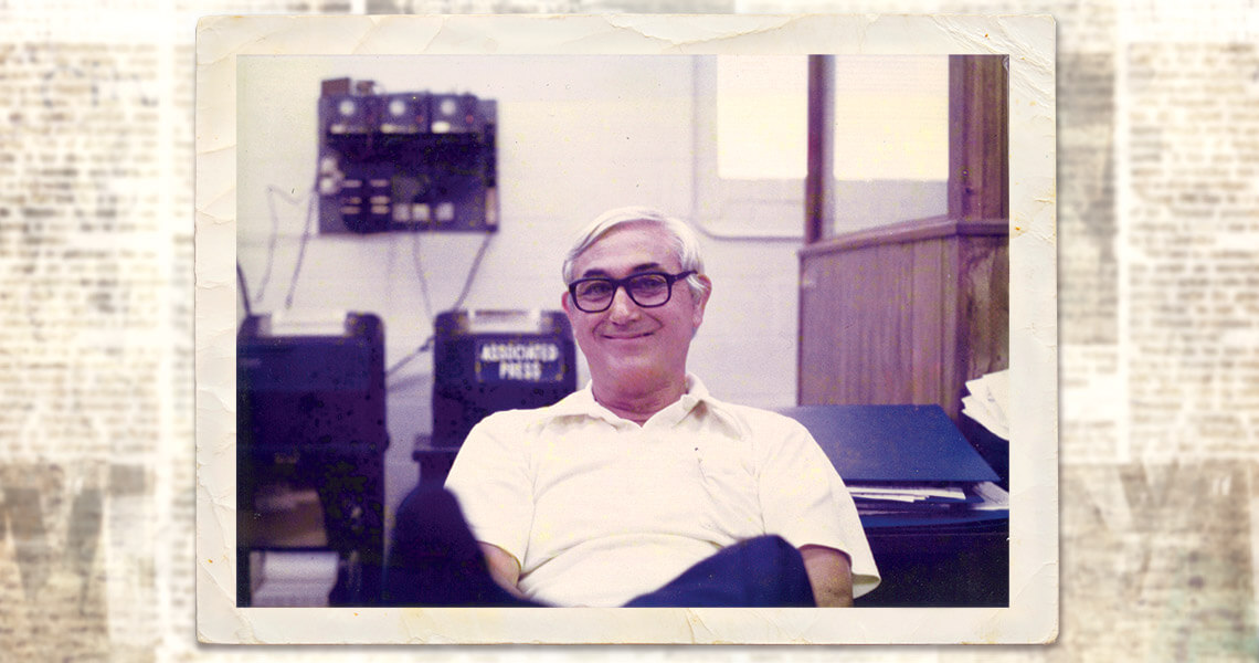 The late Jim Parker in the newsroom at The Sampsonian.