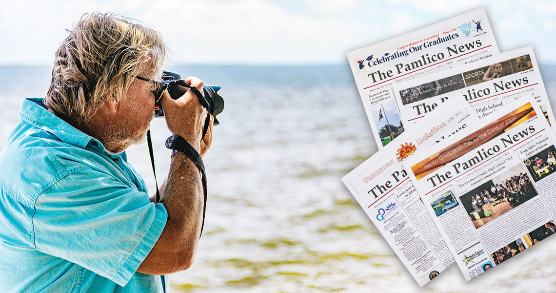 Hiram Lupton shoots images for The Pamlico News