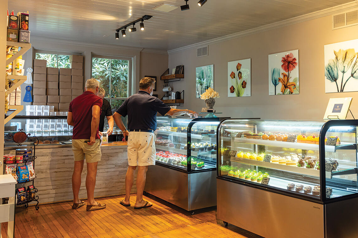 Customers order sweets at Edelweiss Pastry Boutique