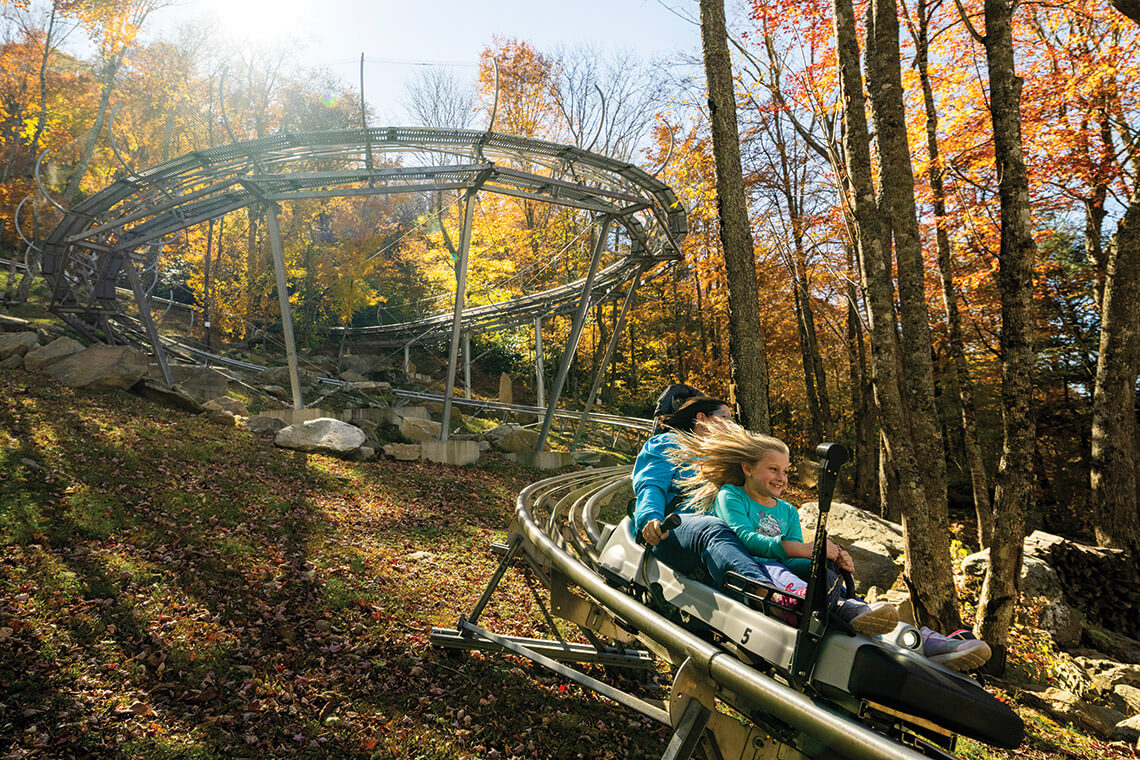 Riders along the alpine coaster